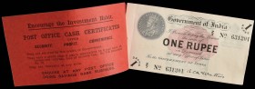 India, Government of India, an original booklet of 25 1 rupee notes, undated (circa 1920), the red paper cover bearing crowned royal cypher and contai...
