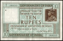 India, Government of India, 10 rupees, undated (May 1923), no. A/1 063055, pale green and brown, with crowned portrait of George V in square frame, si...