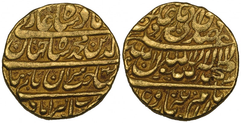 India, Mughal, Shah Jahan (1628-1658), gold mohur, Burhanpur, 10.75g, minor edge...