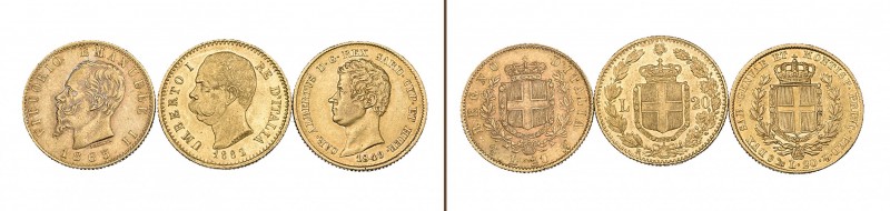 g Italy, Savoy, Carlo Alberto, 2o lire, 1849 and Kingdom, 20 lire (2), 1865t, 18...