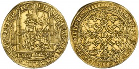 Low Countries, Flanders, Lodewijk van Male, gehelmde gouden leeuw, Ghent (Delm. 460), few scratches on lower rim, otherwise better than very fine and ...