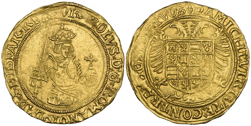 Low Countries, Flanders, Karel V (1506-55), gouden real, Brugge (Delm. 515; v.G....