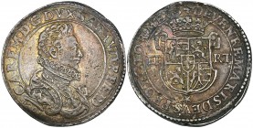 Italy, Savoy, Carlo Emanuele I (1580-1630), ducatone, 1591 b.a,, bust right wearing ruff, rev., crowned shield dividing fe – rt, five-pointed star bel...