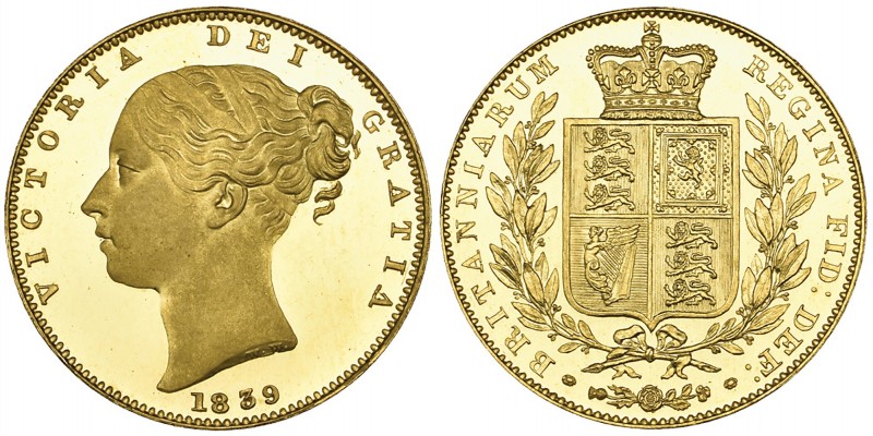 g Victoria, young head, proof sovereign, 1839, edge plain, medallic alignment ↑↑...