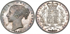 Victoria, young head, proof crown, 1839, edge plain, coinage alignment ↑↓ (E.S.C. 279; Bull 2560; S. 3882), mint state, in NGC holder graded PF63+ CAM...