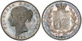 Victoria, young head, proof halfcrown, 1839, type A¹, edge plain, coinage alignment ↑↓ (S. 3885; 51), mint state, in NGC holder graded PF65é CAMEO
Es...