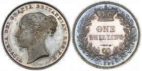 Victoria, young head, proof shilling, 1839, edge plain, coinage alignment ↑↓ (E.S.C. 1282; Bull 2977; S. 3904), mint state, in NGC holder graded PF64 ...