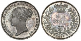 Victoria, young head, proof sixpence, 1839, edge plain, medallic alignment ↑↑ (E.S.C. 1685; S. 3908), mint state, in NGC holder graded PF64
Estimate:...