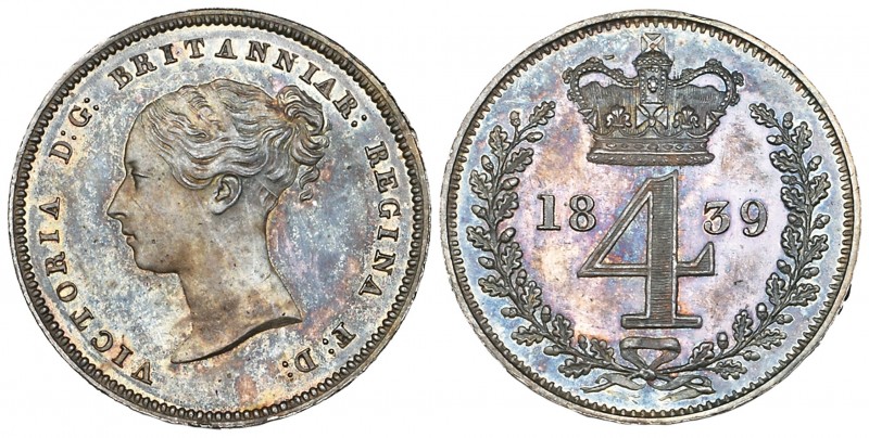 Victoria, young head, maundy set, 1839, comprising 4d., 3d., 2d. and 1d., all co...