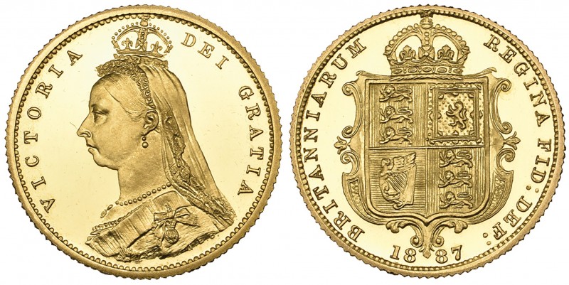 g Victoria, Jubilee, 1887, proof half-sovereign (S. 3869), mint state, in NGC ho...