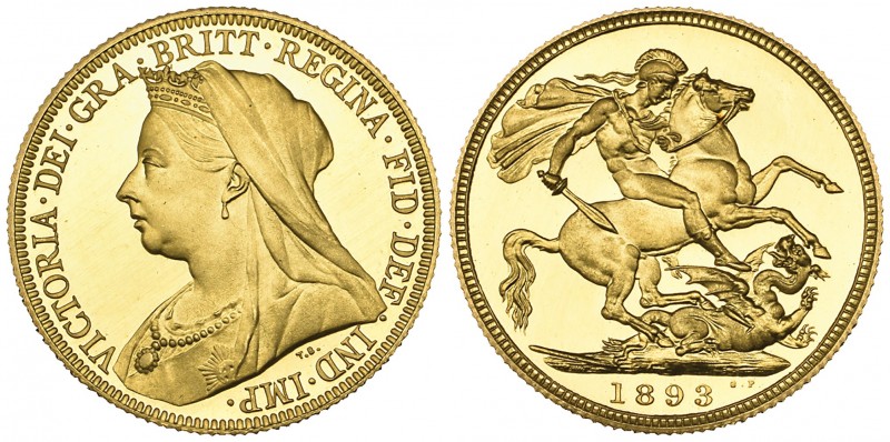 g Victoria, old head, proof sovereign, 1893, light hairlines, otherwise nearly a...