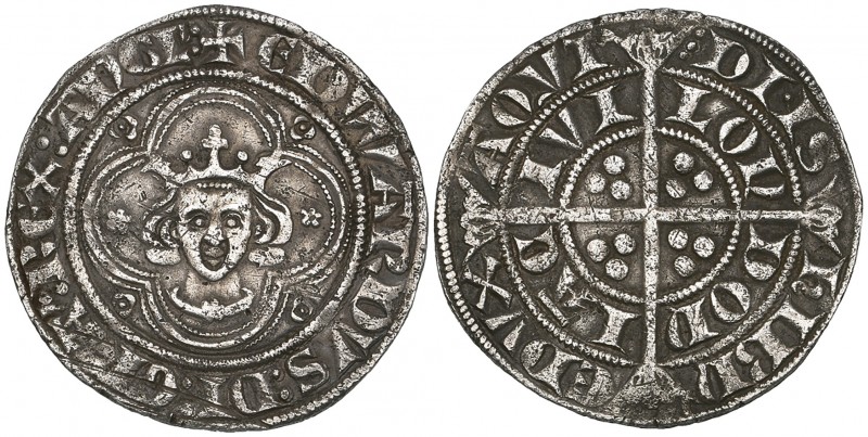Edward I (1272-1307), New Coinage, groat, London, portrait with small, pointed f...