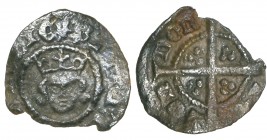 Richard II, farthing, London, larger bust, rev., Lombardic n’s, .20g (N. 1334; S. 1703), large chip below bust resulting in the loss of about a third ...