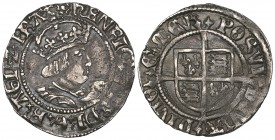 Henry VIII, Second Coinage, halfgroat, London, m.m. rose (on obverse only), with mixed Roman (including e and n) and Lombardic lettering in obverse le...