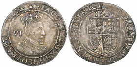 James I (1603-25), First Coinage, sixpence, 1603, m.m. thistle head, first bust ((N. 20174; S. 2647), parts of legend weak, very fine or better
Estim...
