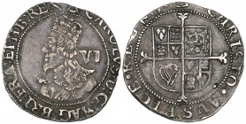 Charles I (1625-49), Tower mint, sixpence, m.m. triangle, group E, type 4.2, fifth ‘Aberystwyth’ bust (N. 2245; S. 2816), small nick in reverse field,...