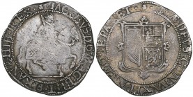 James VI, after accession to the English throne, 30-shillings, Type II (2), i.m thistle, King on horseback right, rev., quartered shield of arms, Scot...