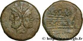ROMAN REPUBLIC - ANONYMOUS
Type : As 
Date : 169-157 AC. 
Mint name / Town : Rome 
Metal : bronze 
Diameter : 32  mm
Orientation dies : 6  h.
Weight :...