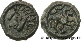 GALLIA BELGICA - SUESSIONES (Area of Soissons)
Type : Potin au cheval à droite 
Date : Ier siècle avant J.-C. 
Metal : potin 
Diameter : 19,5  mm
Orie...