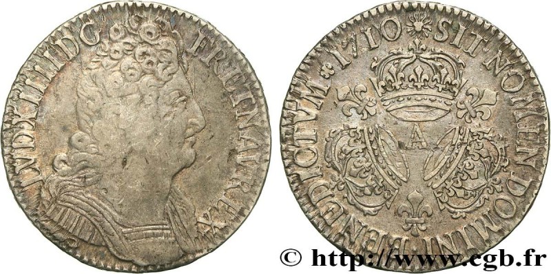 LOUIS XIV "THE SUN KING"
Type : Demi-écu aux trois couronnes 
Date : 1710 
Mint ...