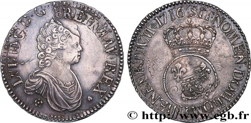 LOUIS XV THE BELOVED
Type : Écu dit "vertugadin" 
Date : 1716 
Mint name / Town ...