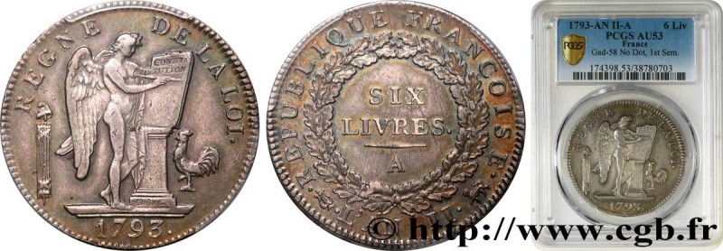 THE CONVENTION
Type : Six livres dit "au génie" 
Date : 1793 
Mint name / Town :...