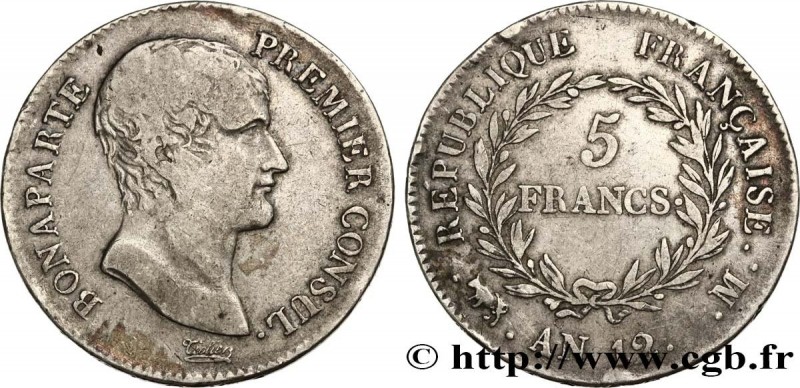 CONSULATE
Type : 5 francs Bonaparte Premier Consul 
Date : An 12/XI (1803-1804) ...