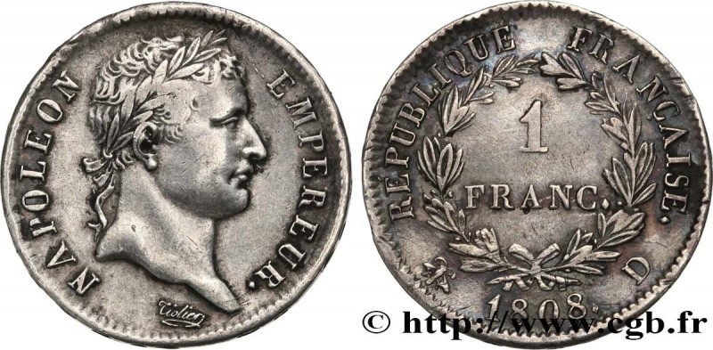 PREMIER EMPIRE / FIRST FRENCH EMPIRE
Type : 1 franc Napoléon Ier tête laurée, Ré...