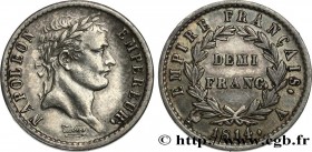 PREMIER EMPIRE / FIRST FRENCH EMPIRE
Type : Demi-franc Napoléon Ier tête laurée, Empire français 
Date : 1814 
Mint name / Town : Paris 
Quantity mint...