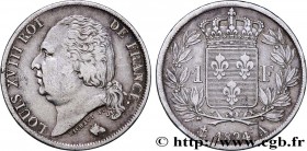 LOUIS XVIII
Type : 1 franc Louis XVIII 
Date : 1824/3 
Date : 1824 
Mint name / Town : Paris 
Quantity minted : --- 
Metal : silver 
Millesimal finene...