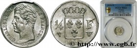 CHARLES X
Type : 1/4 franc Charles X 
Date : 1830 
Mint name / Town : Lille 
Quantity minted : 73941 
Metal : silver 
Millesimal fineness : 900  ‰
Dia...