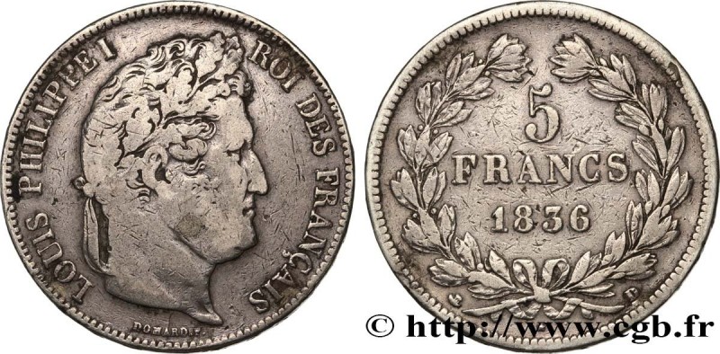 LOUIS-PHILIPPE I
Type : 5 francs IIe type Domard 
Date : 1836 
Mint name / Town ...