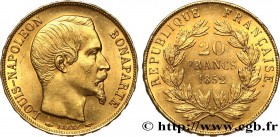 II REPUBLIC
Type : 20 francs or Louis-Napoléon 
Date : 1852 
Mint name / Town : Paris 
Quantity minted : 9857428 
Metal : gold 
Millesimal fineness : ...