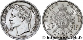 SECOND EMPIRE
Type : 2 francs Napoléon III, tête laurée 
Date : 1866 
Mint name / Town : Bordeaux 
Quantity minted : 437055 
Metal : silver 
Millesima...