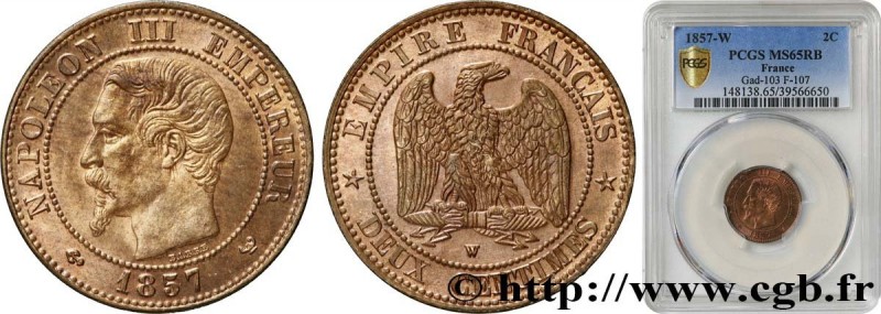 SECOND EMPIRE
Type : Deux centimes Napoléon III, tête nue 
Date : 1857 
Mint nam...