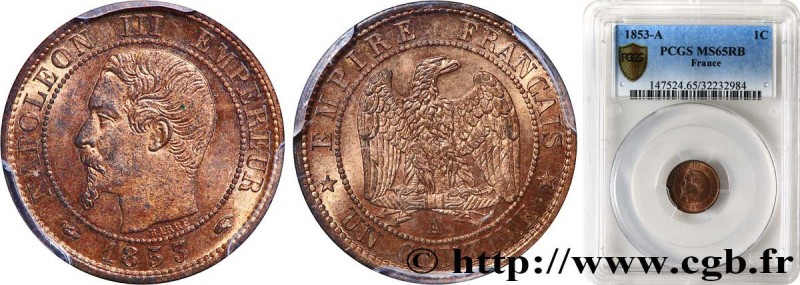 SECOND EMPIRE
Type : Un centime Napoléon III, tête nue 
Date : 1853 
Mint name /...