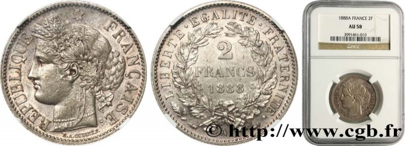 III REPUBLIC
Type : 2 francs Cérès, avec légende 
Date : 1888 
Mint name / Town ...