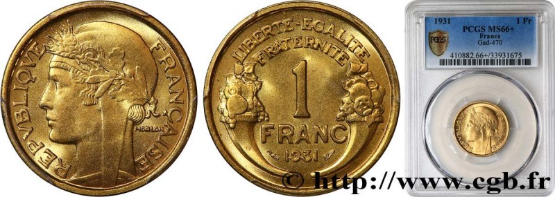 III REPUBLIC
Type : 1 franc Morlon 
Date : 1931 
Mint name / Town : Paris 
Quant...