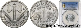 FRENCH STATE
Type : 1 franc Francisque, légère 
Date : 1944 
Quantity minted : 73.213.850 
Metal : aluminium 
Diameter : 23  mm
Orientation dies : 6  ...