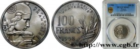 IV REPUBLIC
Type : 100 francs Cochet 
Date : 1958 
Quantity minted : 3.256.000 
Metal : copper nickel 
Diameter : 24  mm
Orientation dies : 6  h.
Weig...