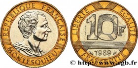 V REPUBLIC
Type : Essai de 10 francs Montesquieu 
Date : 1989 
Mint name / Town : Pessac 
Quantity minted : 1.850 
Metal : bronze-aluminium 
Diameter ...