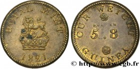 ENGLAND - COIN WEIGHT
Type : Poids monétaire pour la guinée 
Date : 1821 
Metal : brass 
Diameter : 20  mm
Orientation dies : 12  h.
Weight : 8,30  g....