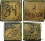 ENGLAND - COIN WEIGHT
Type : Lot de deux poids d’apothicaire 1 drachme et 2 drachmes 
Date : (XVe-XVIe siècles) 
Date : n.d. 
Metal : brass 
Orientati...