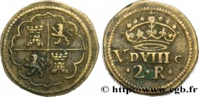 SPAIN (KINGDOM OF) - MONETARY WEIGHT
Type : Poids monétaire pour la pièce de 2 Reales 
Date : (XVIIe-XVIIIe siècles) 
Date : n.d. 
Metal : brass 
Diam...