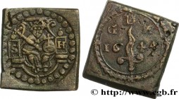 GREAT-BRITAIN - VICTORIA
Type : Poids monétaire pour le demi-souverain 
Date : (XVe-XVIe siècles) 
Date : 1644 
Metal : brass 
Diameter : 15  mm
Orien...