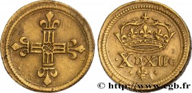 HENRI III TO LOUIS XIV - COIN WEIGHT
Type : Poids monétaire pour le quart d’écu 
Date : n.d. 
Metal : brass 
Diameter : 22  mm
Orientation dies : 12  ...