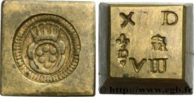 ITALY - MONETARY WEIGHT
Type : Poids monétaire pour la double pistole de Florence 
Date : n.d. 
Metal : brass 
Diameter : 17  mm
Orientation dies : 3 ...