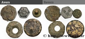 LOTS
Type : Lot de cinq poids monétaires  
Date : (XVe-XVIe siècles) 
Date : n.d. 
Metal : brass 
Orientation dies : 12  h.
Weight : 90,23  g.
Catalog...