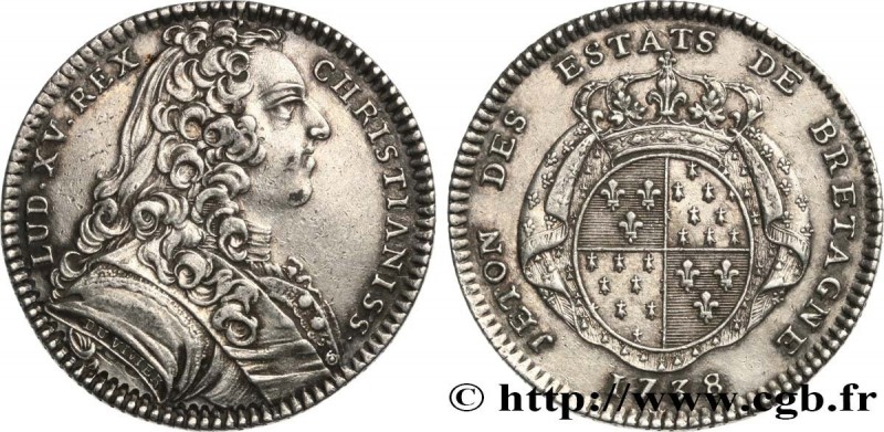 BRITTANY (STATES OF...) 
Type : États de Rennes 
Date : 1738 
Metal : silver 
Di...