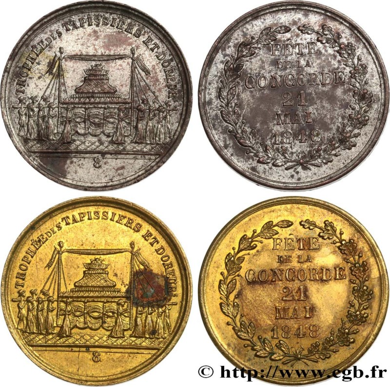 SECOND REPUBLIC
Type : Lot de deux jetons Fête de la Concorde 
Date : 1848 
Mint...